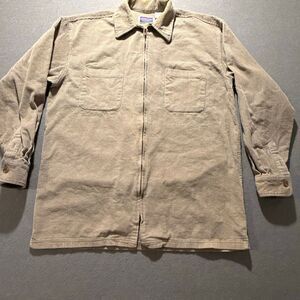 Vintage 90s NorthCrest Beige Corduroy Jacket Shirt Full Zip Utility Overshirt Me